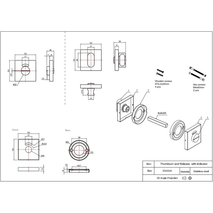 In-Door Black WC set square