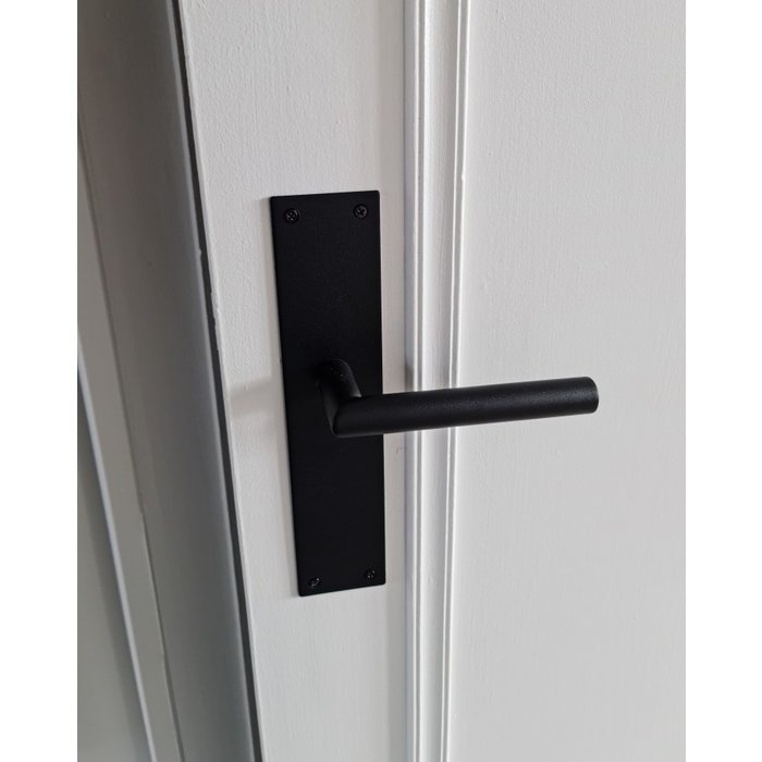 Intersteel Paire de poignées de porte 'Jura' sur plaque de rénovation 2 mm noir mat