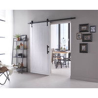 DIY schuifdeur Legno 2115x930x38mm MDF wit gegrond + zwart ophangsysteem Pijlvorm incl. greep/schuifdeurkom