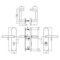 SKG3 Safety shields concealed Handle / Handle PC72 mm with stainless steel core pulling protection
