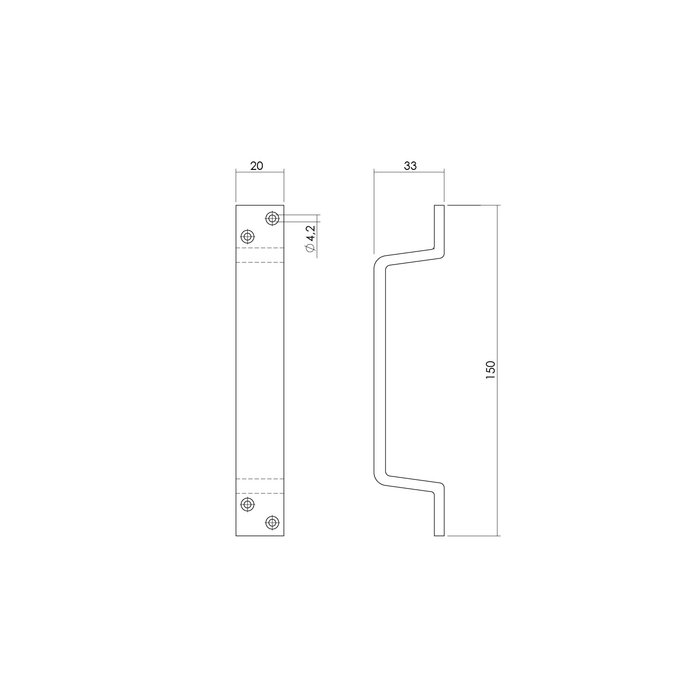 Intersteel Intersteel Handle 150mm aluminum F1