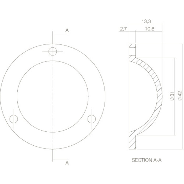Intersteel Intersteel Türknauf Abdeckplatte Messing lackiert