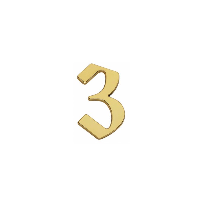 Intersteel Brass painted house number 3 with a height of 120mm