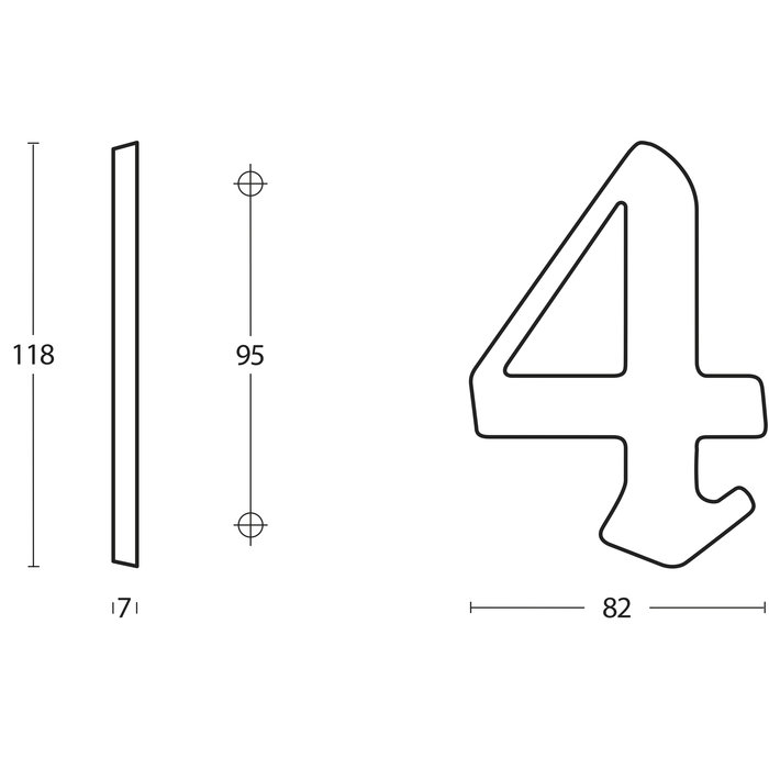 Intersteel Numéro de maison 4 en laiton laqué d'une hauteur de 120 mm