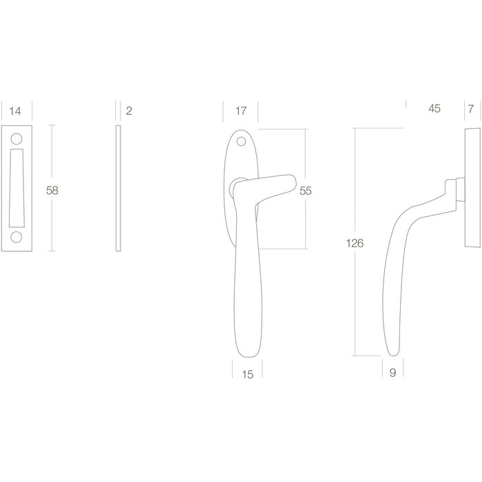 Intersteel Intersteel Raamsluiting links Dudok messing gelakt