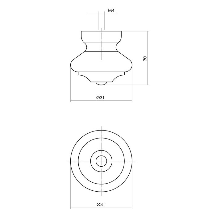 Intersteel Intersteel Knob 23/30mm point/small ash wood
