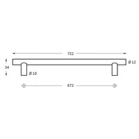 Intersteel Meubelgreep Ø12 mm, lengte 722 mm rvs geborsteld