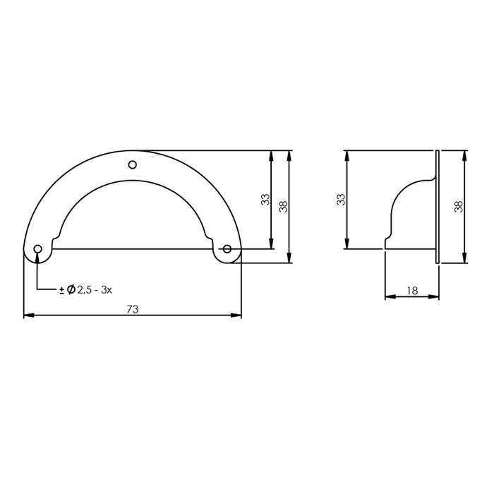 Intersteel Intersteel Shell manche 73 mm noir mat