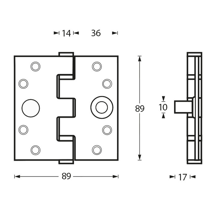 Intersteel Intersteel Kogellagerscharnier recht SKG3 tot 80 kilo RVS geborsteld