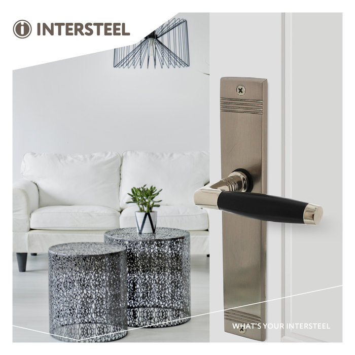 Intersteel Intersteel Door handle 'Ton Basic' with shield nickel matt