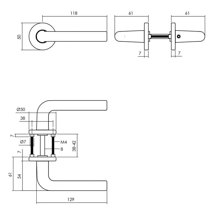 Intersteel Intersteel Türgriff Derby auf Rosette ø50x7 mm Aluminium schwarz