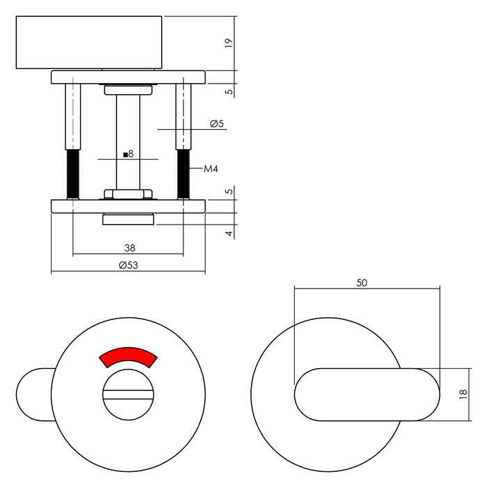 Intersteel Intersteel Rozet toilet-/badkamersluiting rond plat rvs geborsteld
