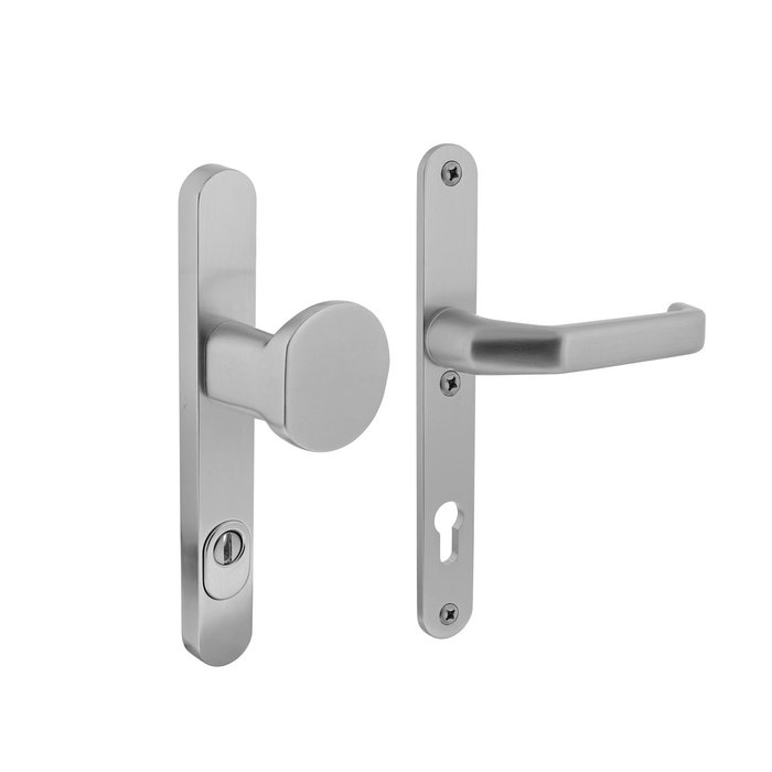 Intersteel Intersteel Veiligheidsbeslag smal SKG3 greep/kruk profielcilinder 92 mm met kerntrekbeveiliging aluminium