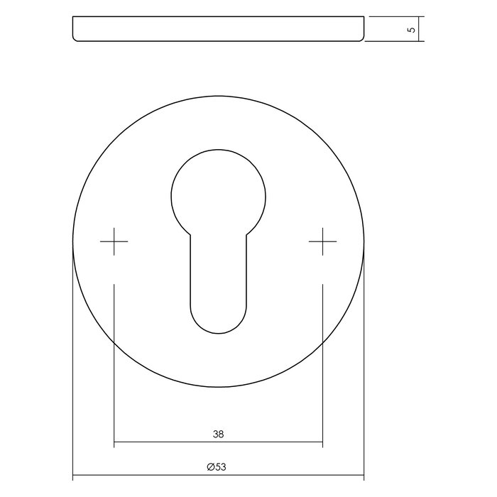 Intersteel 1 PC-plaatje profielcilindergat rond rvs geborsteld mat zwart