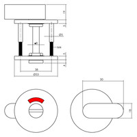 Intersteel Rozet toilet-/badkamersluiting rond rvs geborsteld mat zwart