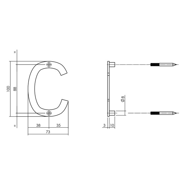 Intersteel Black intersteel house letter C with a height of 100mm