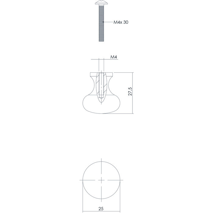 Intersteel Intersteel Bouton de meuble ø 25 fer forgé noir