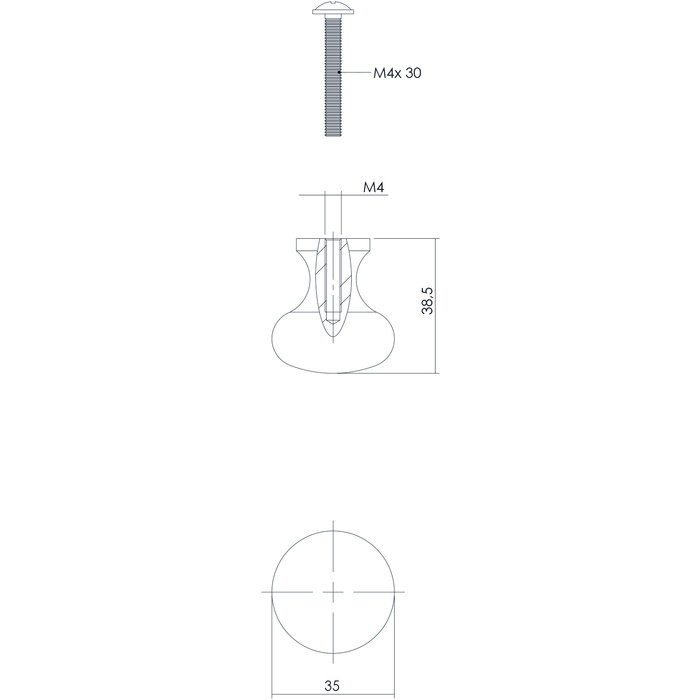 Intersteel Intersteel Furniture knob ø 35 mm wrought iron black