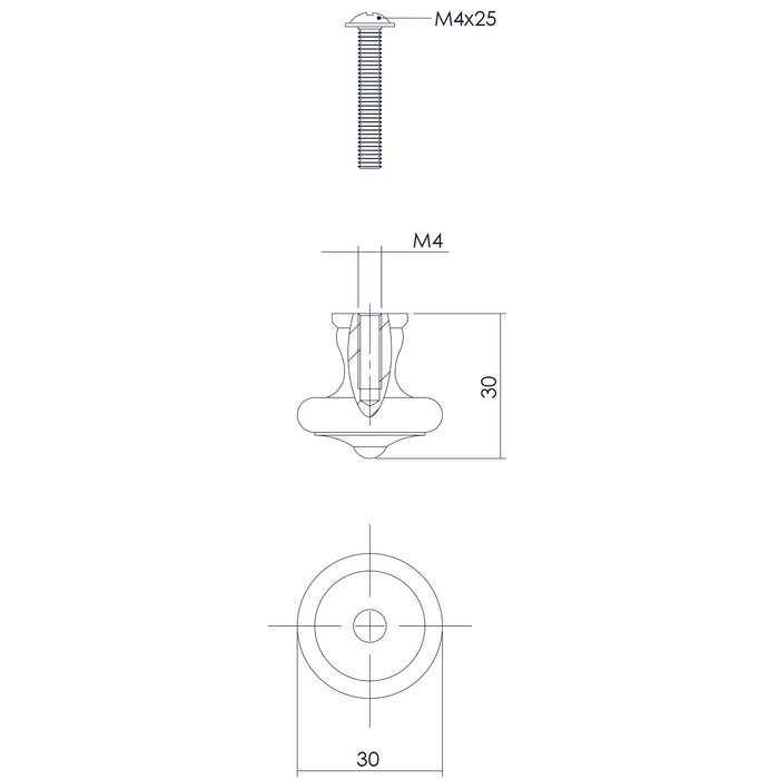 Intersteel Intersteel Meubelknop ø 30 mm smeedijzer zwart