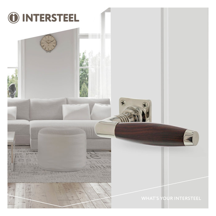 Intersteel Intersteel Door handle Ton Palissander with square rosette nickel