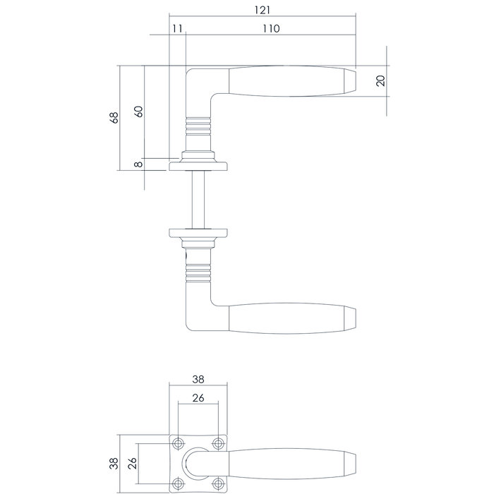 Intersteel Intersteel Deurkruk Ton Palissander met vierkant rozet nikkel