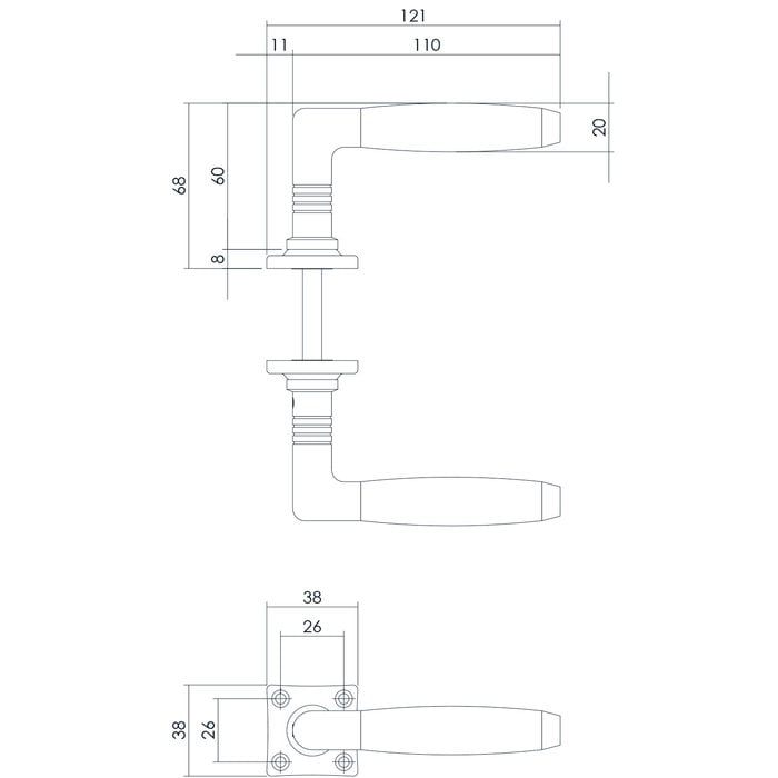 Intersteel Intersteel Door handle Ton Palissander with square rosette nickel