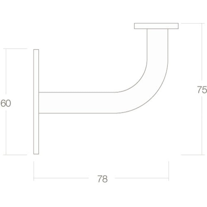 Intersteel Intersteel Handrail holder curved square flat brushed stainless steel