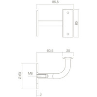 Intersteel Leuninghouder gebogen vierkant hol zadel zwart