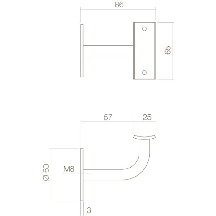 Intersteel Support de main courante Intersteel Selle plate en acier inoxydable brossé