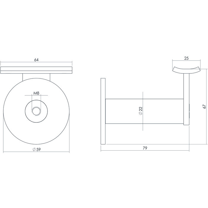 Intersteel Support de main courante en acier inoxydable lourd avec selle creuse en acier inoxydable brossé
