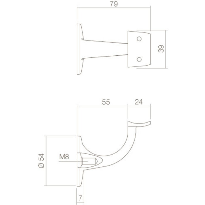 Intersteel Intersteel Handlaufhalter Rückplatte Hohlsattel aus gebürstetem Edelstahl
