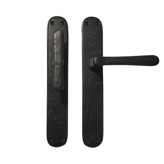 Dauby Pair of door handles PHL "T + L" aged iron - black on blank plate