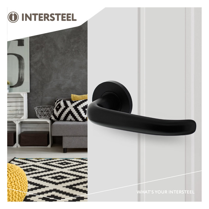 Intersteel Intersteel Deurkruk Sabel op ronde rozet Ø55x8 mm aluminium zwart