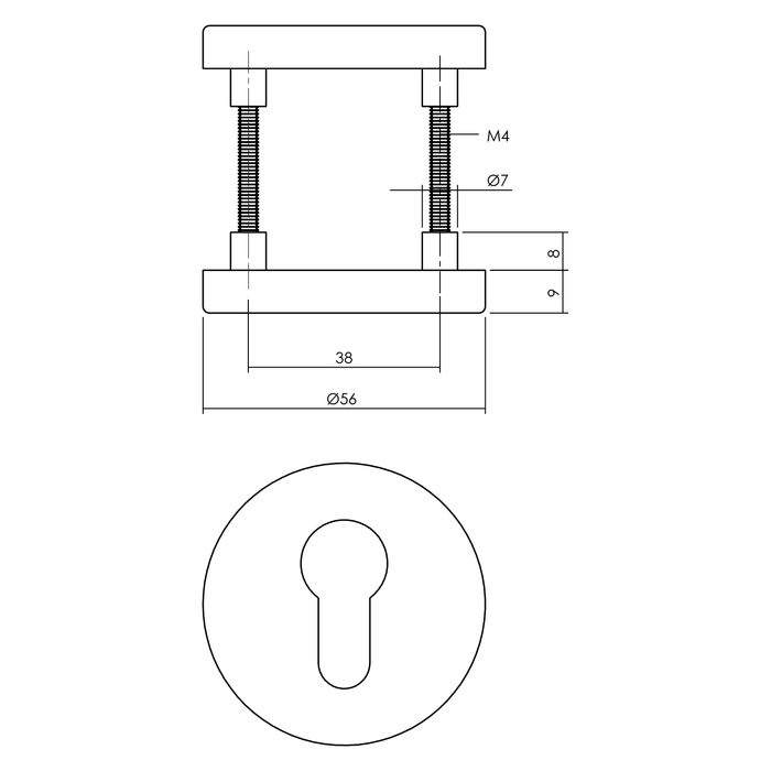 Intersteel 2 x Profile cylinder plates with cylinder opening Ø55x8 mm aluminum black