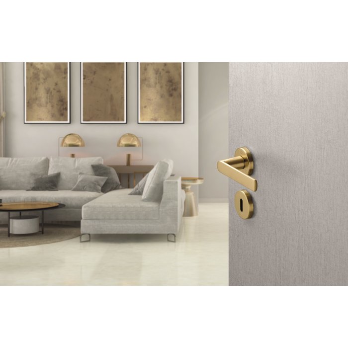 Hoppe  Poignées de porte Hoppe LOS ANGELES avec rosace ronde (52x9mm) laiton satiné - Resista®