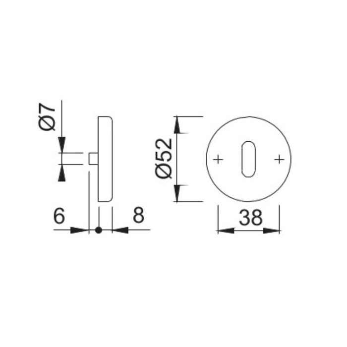 Hoppe Hoppe Resista sleutelplaatjes rond 52x8mm - messing gesatineerd