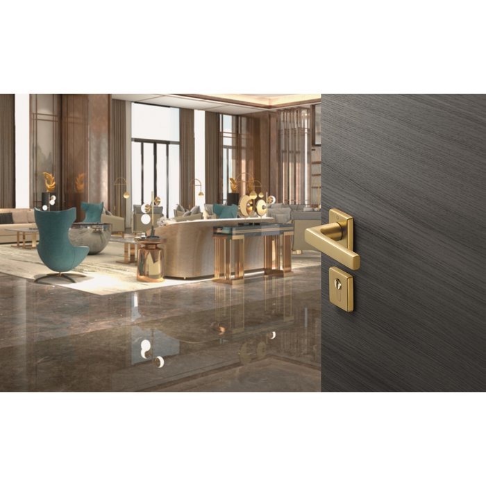 Hoppe Poignées de porte Hoppe DALLAS avec rosace carrée 9mm - laiton satiné Resista® F78