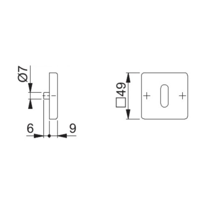 Hoppe Hoppe Resista sleutelplaatjes vierkant messing gesatineerd Ø52x8mm