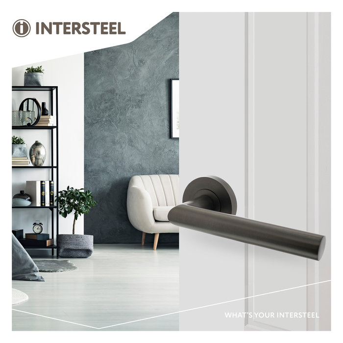 Intersteel Intersteel Door handle Bastian on round rosette - anthracite gray