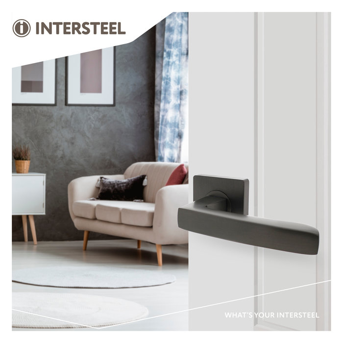 Intersteel Poignée de porte Intersteel 'MINOS' sur rosace carrée en gris anthracite
