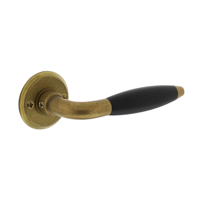 Intersteel Intersteel Antonnet door handle with rosette ø50x5mm screw hole brass tumbled/ebony