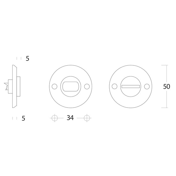 Intersteel Intersteel Rosette WC / Badverschluss Schraubloch Messing getrommelt