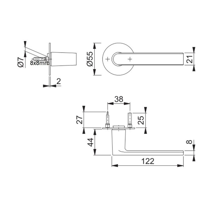 Hoppe Hoppe deurklinken LOS ANGELES met dunne ronde rozas 2 mm - messing gesatineerd - Resista®