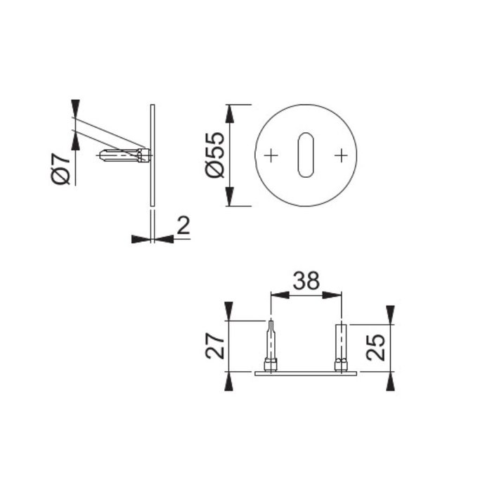 Hoppe Hoppe Resista key plates round 52x2mm - satin brass