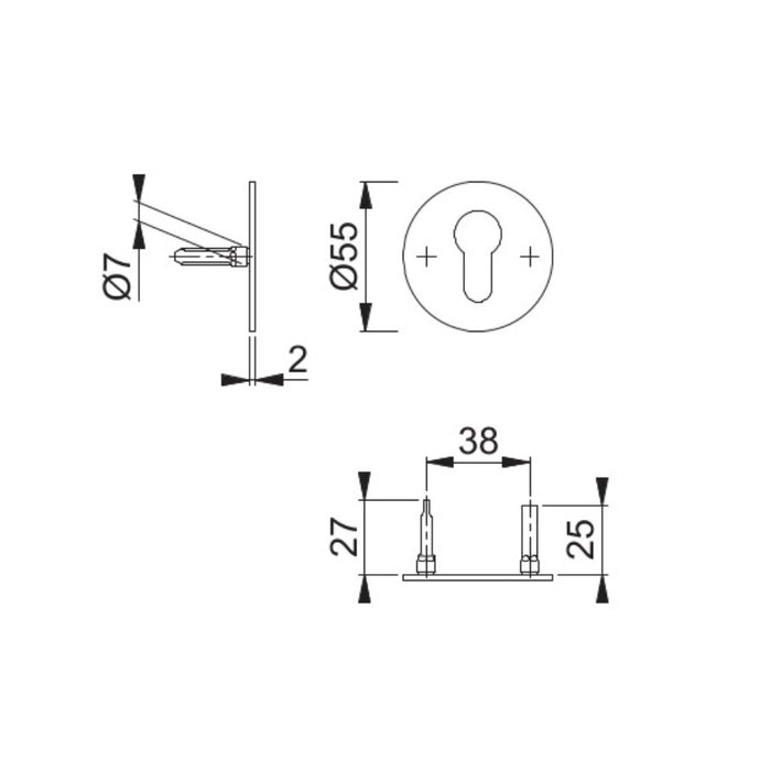 Hoppe Hoppe Resista Zylinderplatten dünn (52x2mm) Messing satiniert F78