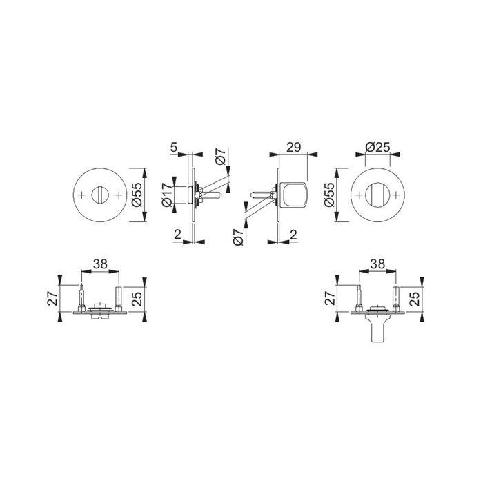 Hoppe Hoppe Ensemble WC Los Angeles rond avec rosace fine 2 mm - laiton F78