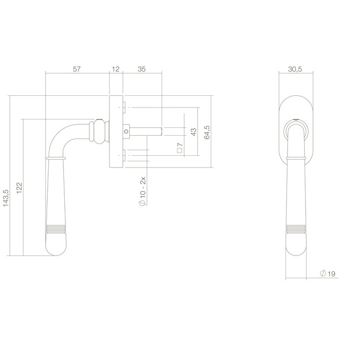 Intersteel Intersteel Window handle Helena brass lacquered PVD