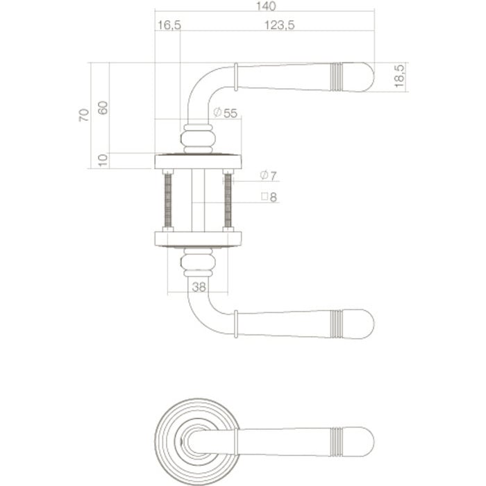 Intersteel Intersteel Deurkruk Helena op rozet Ø 55x10 mm messing gelakt PVD
