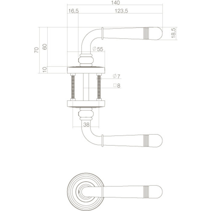 Intersteel Intersteel Door handle Helena on rosette Ø 55x10 mm brass lacquered PVD