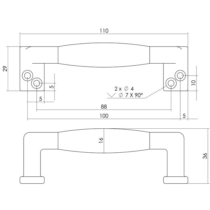 Intersteel Poignée de meuble Intersteel 108 mm bois noir mat nickel